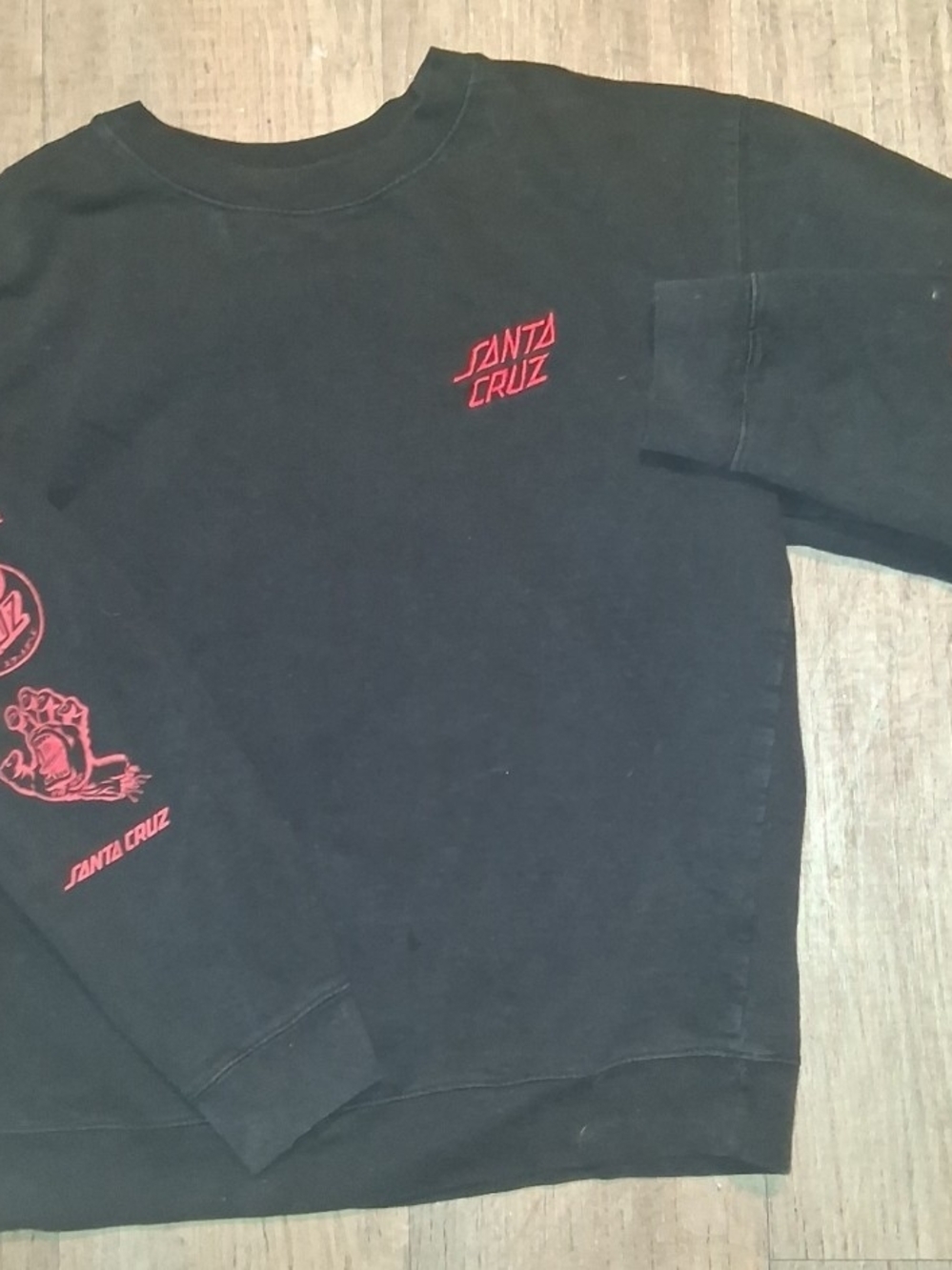 Santa Cruz Skateboards Men's Black Crewneck Sweatshirt with Red Logo